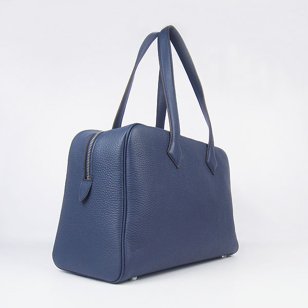 Best Replica Hermes Victoria Cowskin Leather Bag Dark Blue H2802 - Click Image to Close
